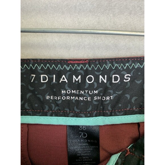 7 Diamonds Shorts Men’s 36 Maroon Momentum Performance Stretch Lightweight - Picture 5 of 10